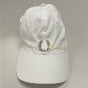 Lunada Bay Wearables California White Cap with Rhinestone Horseshoe / preowned